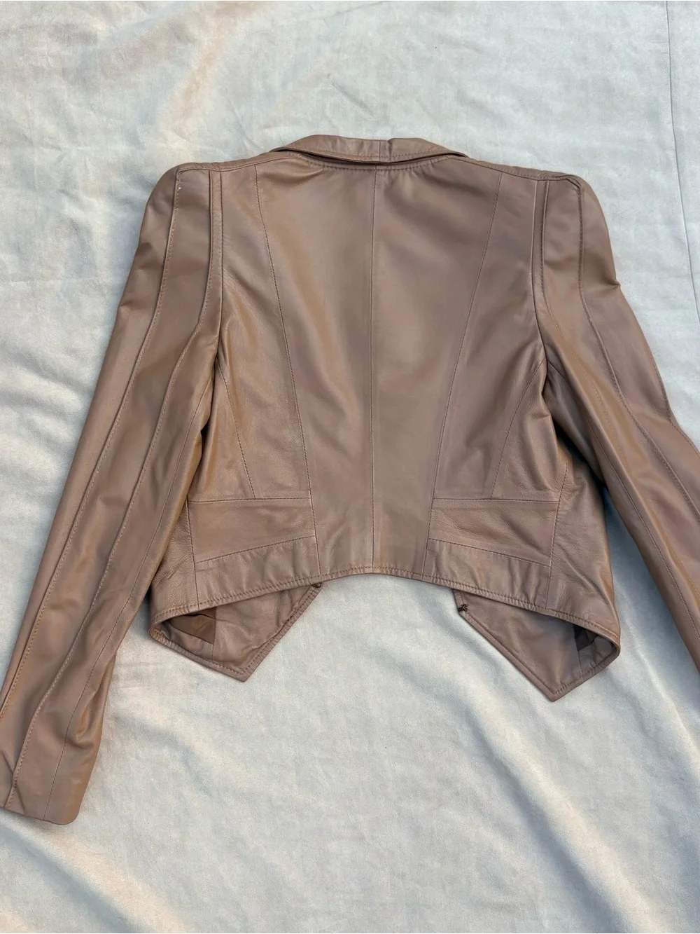 S&K GUCCI Girls Kids Brown Faux Leather Cropped Jacket - M